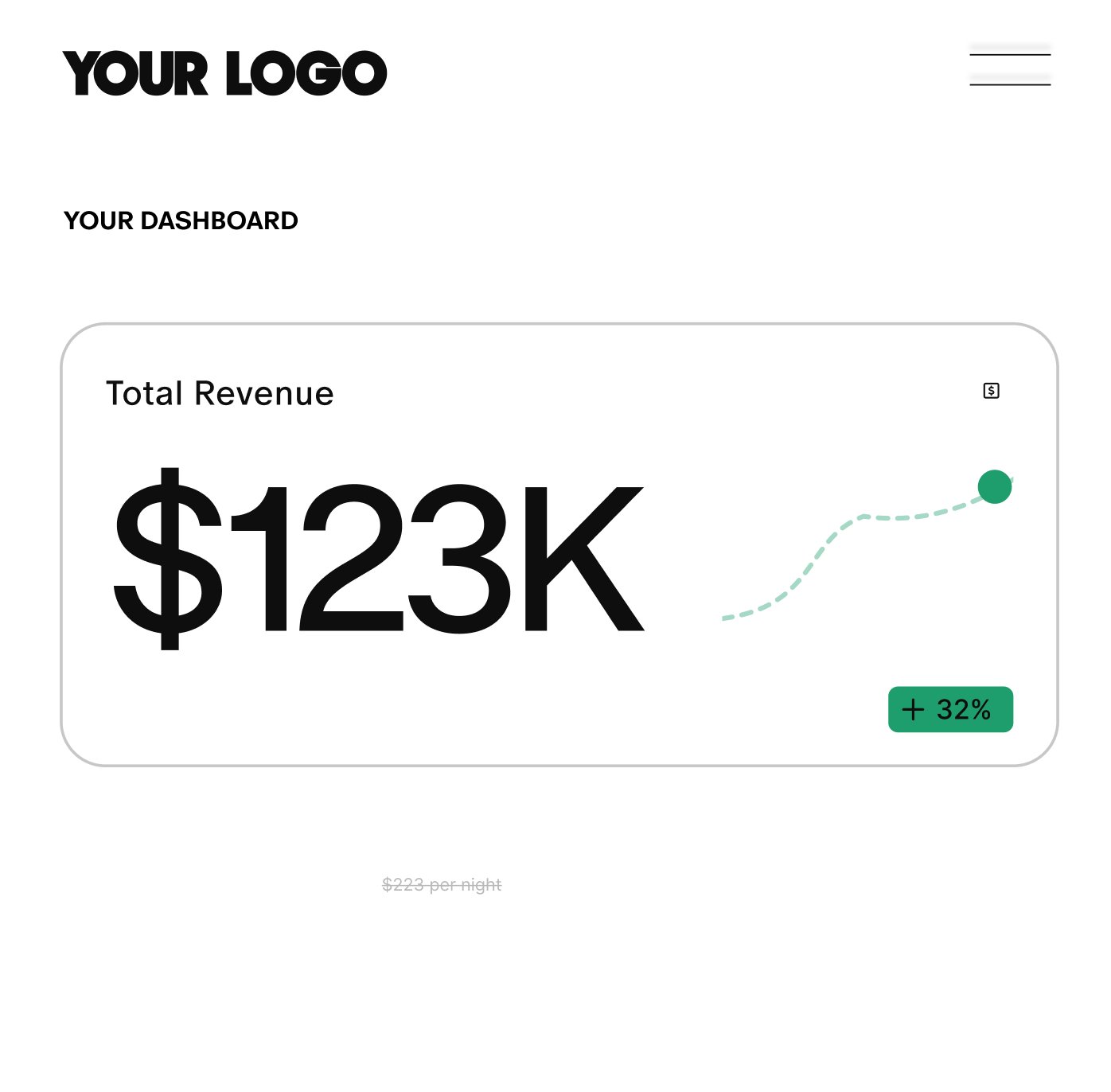 Revenue dashboard showing total revenue